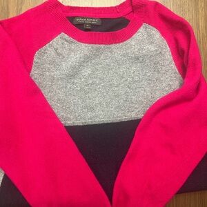 Banana Republic Women's Fuchsia and Gray Crew Neck Sweater